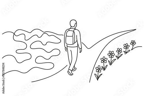 Person at a crossroads choosing between a difficult path and an easy one