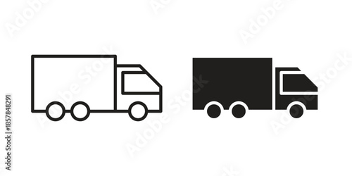 Truck icons. doodles vector. icon set in line strokes