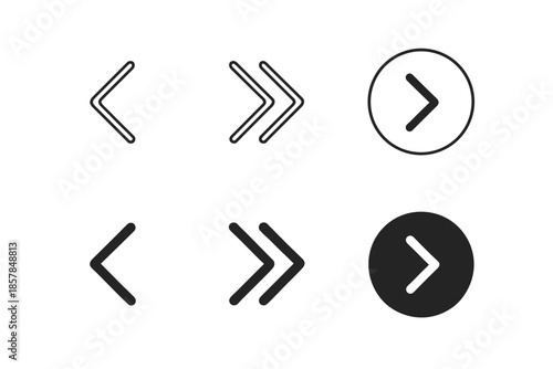 Set of navigation arrows and icons for user interface design and web development