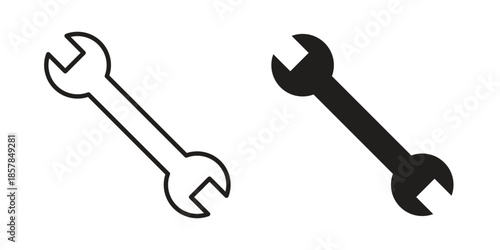 Wrench icons. doodles vector. icon set in line strokes