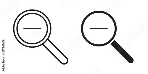 Zoom out icons. doodles vector. icon set in line strokes