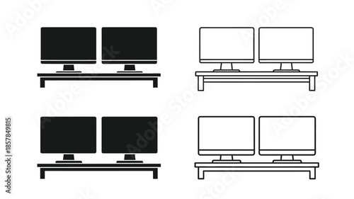 A visual comparison of dual monitor setups black and white variations