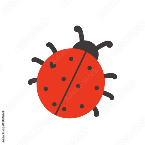 Vector illustration of a cute ladybug. Minimal and playful design perfect for spring themes, children projects, stickers, educational materials, and greeting cards