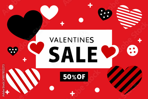 Valentines day sale 50 percent off hearts