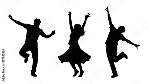 Jumping Man Silhouette – Happy Celebration Freedom Action Vector Icon