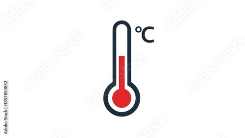 Thermometer icon measuring temperature in celsius against white background