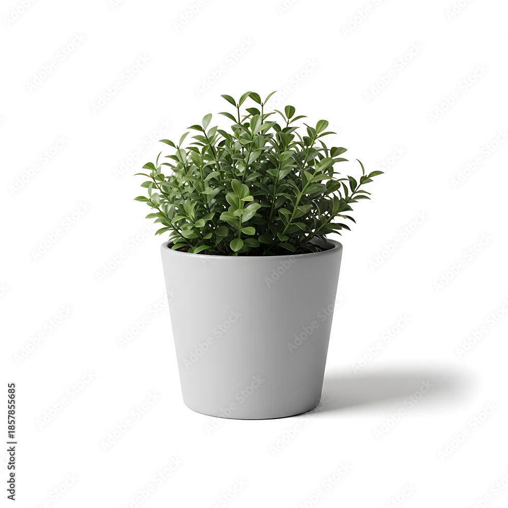 Fototapeta premium A vibrant potted plant, a symbol of growth and serenity. The green plant sits in a simple, elegant pot isolated on white background.generative ai