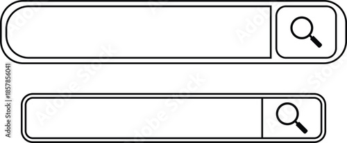 Two black and white search bars with magnifying glass icons search box symbol
