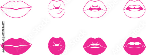 Pink lips set of icon sets vector art illustration 