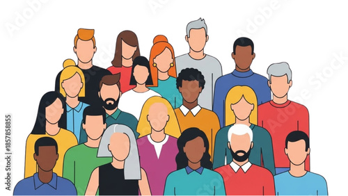 A diverse group of people gathered together in a community setting viewed from the front