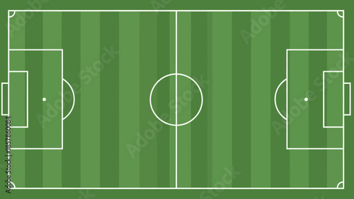 Top Down View of a Green Soccer Football Field Pitch with White Markings