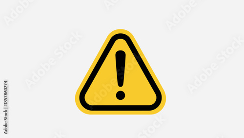 A yellow warning triangle sign featuring a black exclamation symbol isolated on white serves as a caution icon for road safety, alerting traffic to a dangerous hazard, risk, or health error