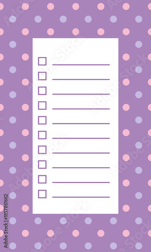 Planning list with Polka dot background pattern