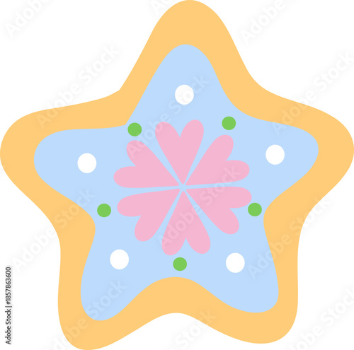 cute star shape gingerbread cookies biscuit vector cartoon illustration