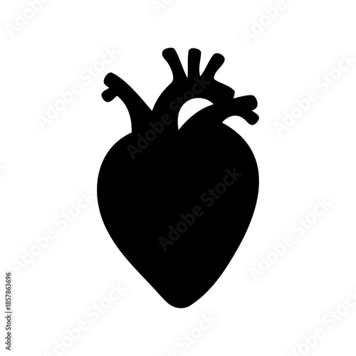 Black silhouette of an anatomical heart showcasing the essential human organ