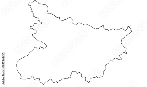 Monochrome outline map silhouette of a country on white background