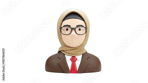 Muslim Woman in Glasses and Suit - 3D Render