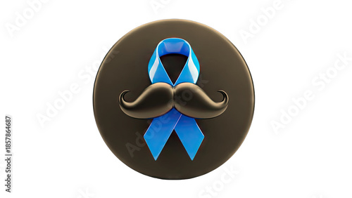 Mustache with Blue Ribbon on a Dark Circle