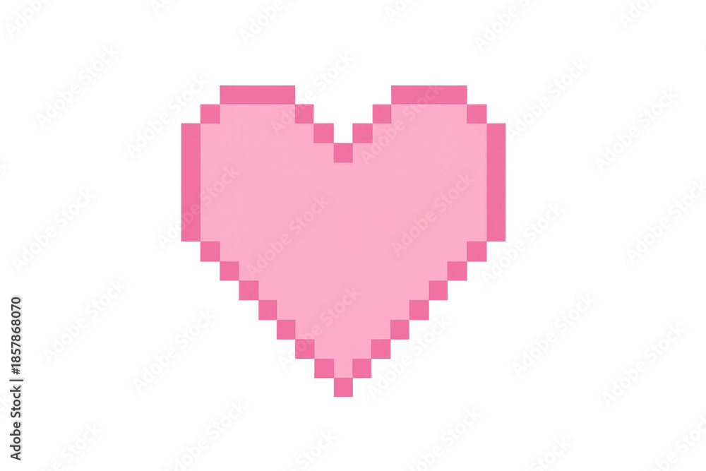 Obraz premium Pink pixel art heart symbol for love and romance