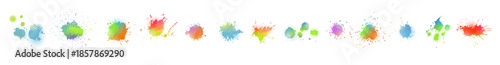 Colorful pastel watercolor splashes, paint blot. Hand drawn. Not AI, vector illustration.