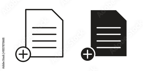 Add document icons. silhouette icon vector flat illustration on white background. line art icons