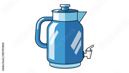 Blue water dispenser jug with faucet illustration, convenient for office and home use