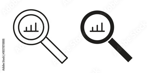 Analysis icons. silhouette icon vector flat illustration on white background. line art icons