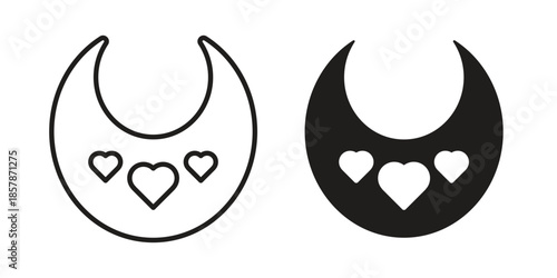 Baby bib icons. silhouette icon vector flat illustration on white background. line art icons