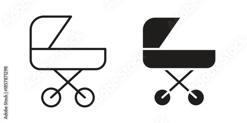 Baby carriage icons. silhouette icon vector flat illustration on white background. line art icons