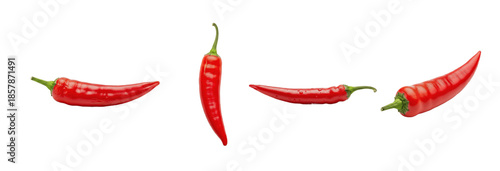 Fotografie Fresh red chili pepper set isolated on white background