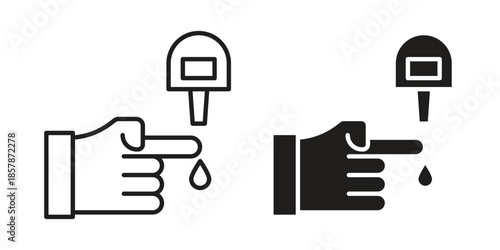 Blood sugar test icons. silhouette icon vector flat illustration on white background. line art icons