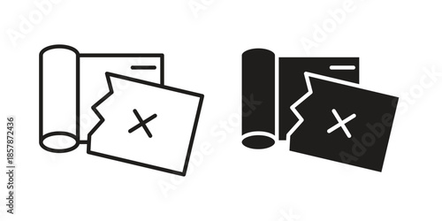 Bounced check icons. silhouette icon vector flat illustration on white background. line art icons