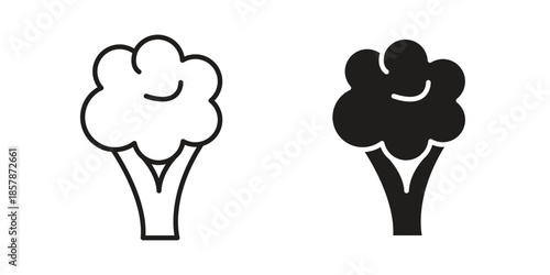 Broccoli icons. silhouette icon vector flat illustration on white background. line art icons