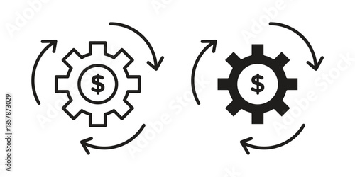 Business model icons. silhouette icon vector flat illustration on white background. line art icons