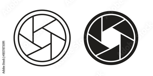 Camera shutter icons. silhouette icon vector flat illustration on white background. line art icons