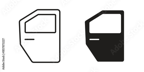 car door icons. silhouette icon vector flat illustration on white background. line art icons