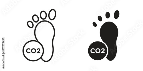 Carbon footprint icons. silhouette icon vector flat illustration on white background. line art icons