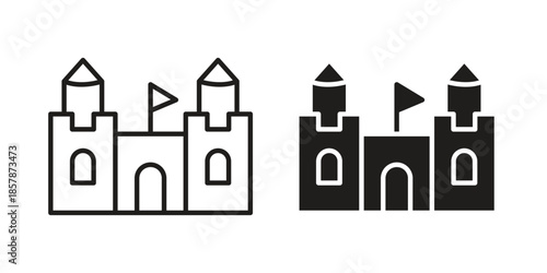 Castle icons. silhouette icon vector flat illustration on white background. line art icons