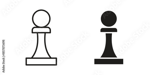 Chess pawn icons. silhouette icon vector flat illustration on white background. line art icons