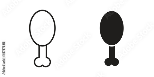 Chicken leg icons. silhouette icon vector flat illustration on white background. line art icons