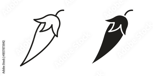Chili icons. silhouette icon vector flat illustration on white background. line art icons