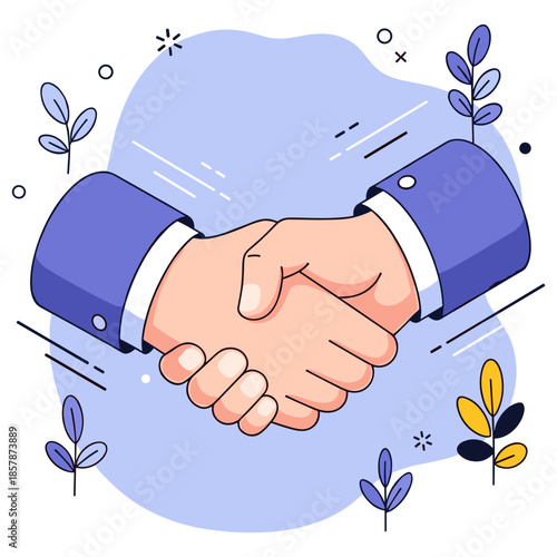Cartoon handshake agreement between two business professionals