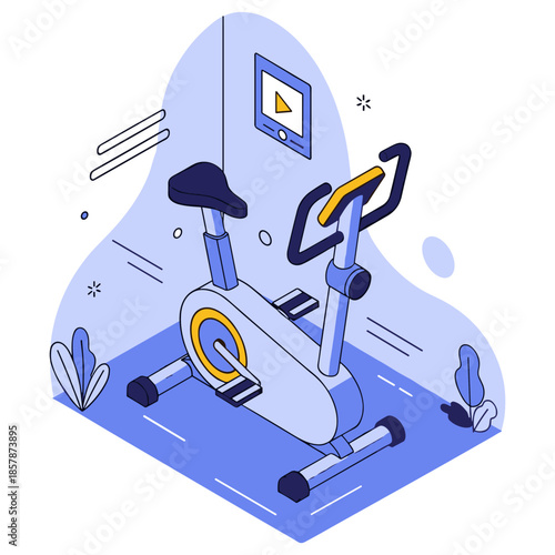 Modern stationary exercise bike in home gym setup for effective cardio workout