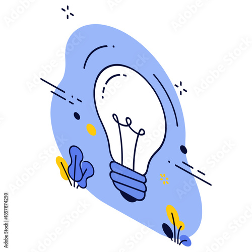 Creative light bulb illustration with abstract elements on blue background
