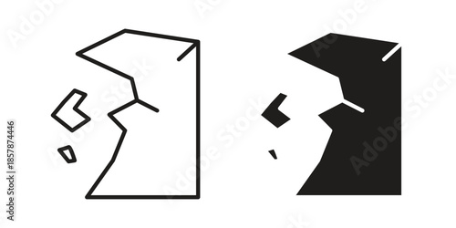 Cliff icons. silhouette icon vector flat illustration on white background. line art icons