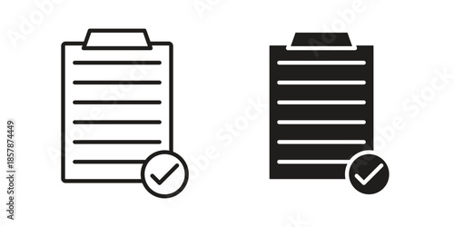 Clipboard check icons. silhouette icon vector flat illustration on white background. line art icons