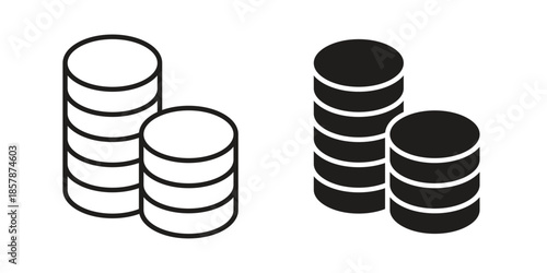 Coins stack icons. silhouette icon vector flat illustration on white background. line art icons