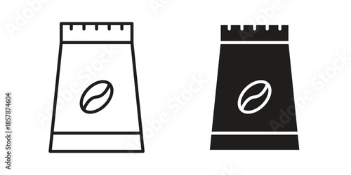 Coffee paper bag icons. silhouette icon vector flat illustration on white background. line art icons