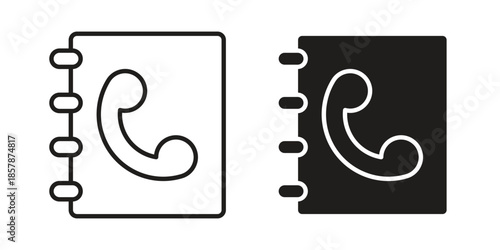 Contact book icons. silhouette icon vector flat illustration on white background. line art icons