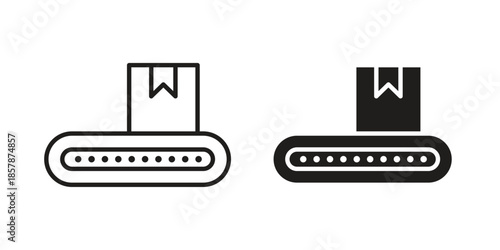 Conveyor belt icons. silhouette icon vector flat illustration on white background. line art icons